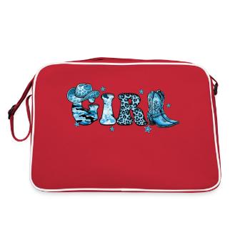 Cowboy Funny Women Hat Wild Western Rodeo Music - Retro Bag - red/white - Back