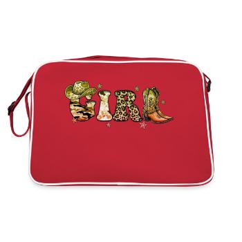 Cowboy Funny Women Hat Wild Western Rodeo Music - Retro Bag - red/white - Back