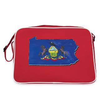 Drapeau de la Pennsylvanie sur la carte de la Pennsylvanie - Sac Retro - rouge/blanc - Dos