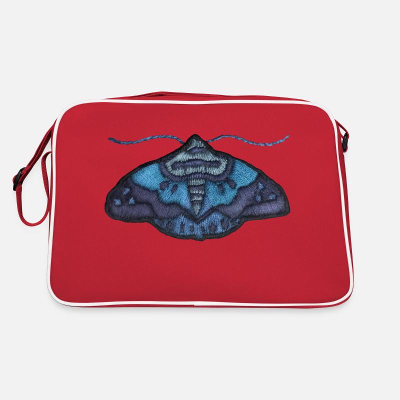 Blue moth – unique embroidered pattern Retro Bag