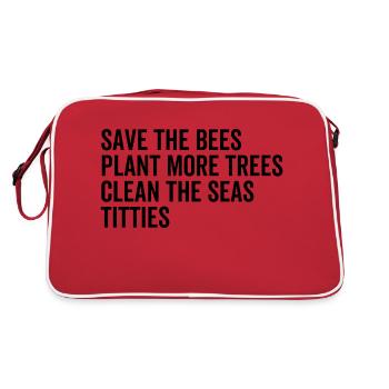 Sauvez les abeilles Plantez plus d’arbres nettoyez les mers - Sac Retro - rouge/blanc - Dos