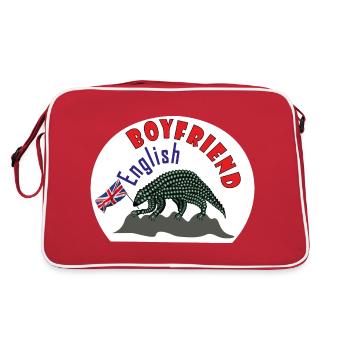 English boy dad pangolin - Retro Bag - red/white - Back