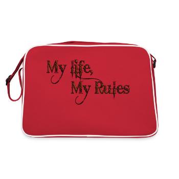 Mein Leben Meine Regeln Zitate Tattoo Zitat - Retro Tasche - Rot/Weiß - Hinten