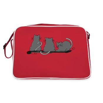 Katzen - Retro Tasche - Rot/Weiß - Hinten