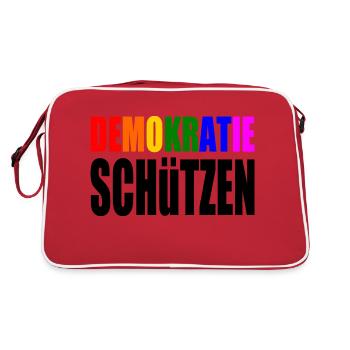 demokratie schützen - Retro Tasche - Rot/Weiß - Hinten