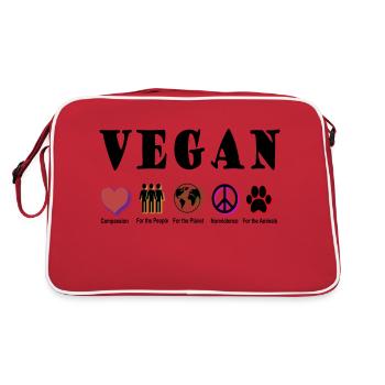 VEGAN COMPASSION, veganury, mois mondial du véganisme - Sac Retro - rouge/blanc - Dos