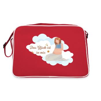 Geschenk für werdende Mutter💗Das Glück ist in dir - Retro Tasche - Rot/Weiß - Hinten