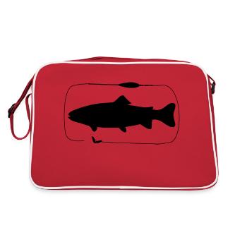 Forelle Sbirolino Montage mit Bienenmade - Retro Tasche - Rot/Weiß - Hinten
