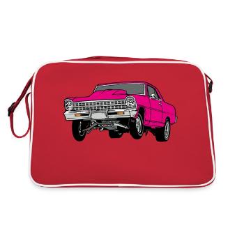 dragster pink - Retro Tasche - Rot/Weiß - Hinten