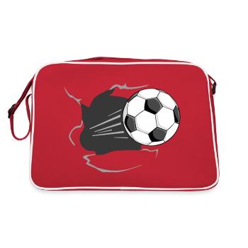 Soccer ball breaks wall - Retro Bag - red/white - Back