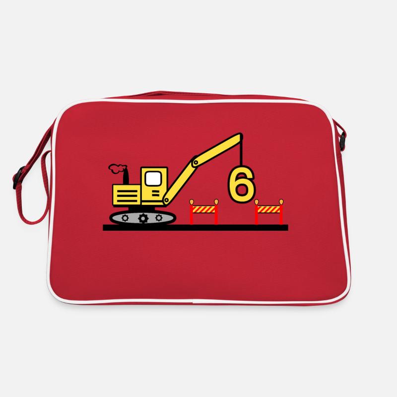 Bagger - Retro Tasche - Rot/Weiß