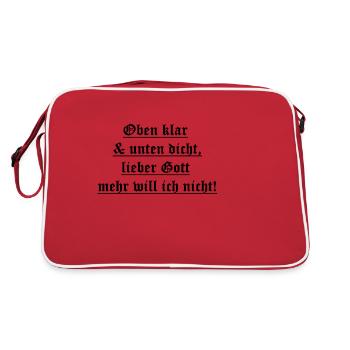 Oben klar und unten dicht lieber Gott mehr will i - Retro Tasche - Rot/Weiß - Hinten