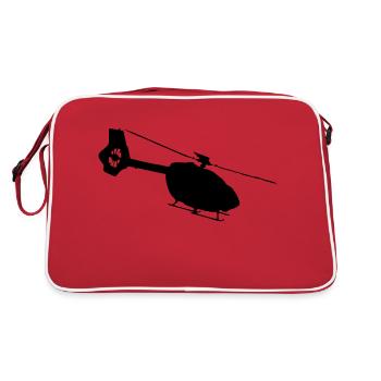 ec145t2 Hubschrauber Helikopter Helicopter Pilot - Retro Tasche - Rot/Weiß - Hinten
