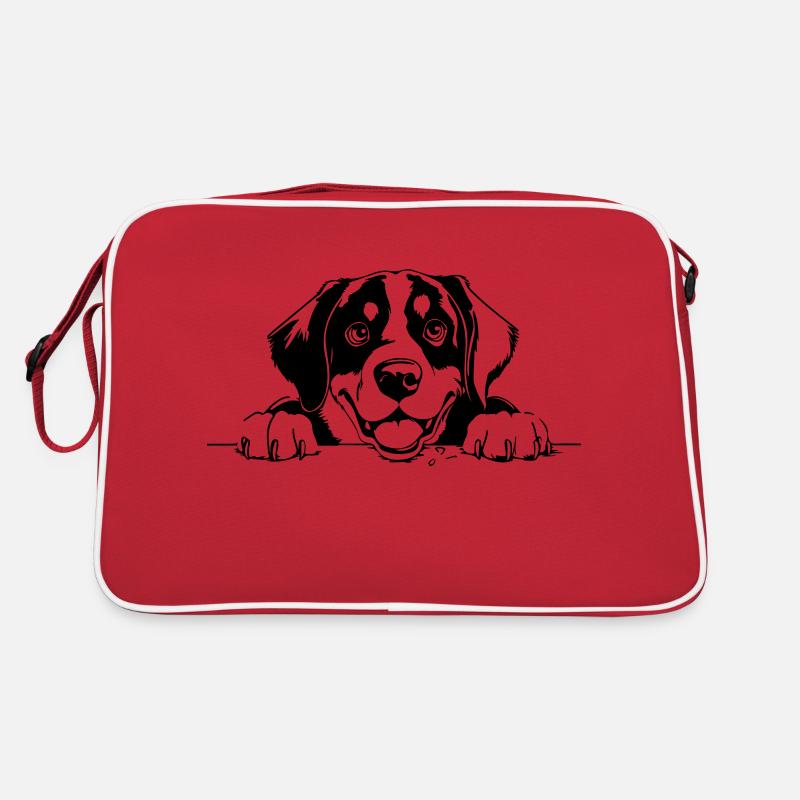 Großer Schweizer Sennenhund - Retro Tasche - Rot/Weiß