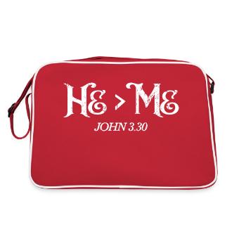 He Is Greater Than Me I John 3:30 Christian Gift - Retro Bag - red/white - Back