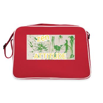Peinture abstraite zen attitude, vert, bouddhisme - Sac Retro - rouge/blanc - Dos