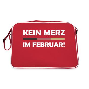 Kein Merz im Februar! - Retro Tasche - Rot/Weiß - Hinten