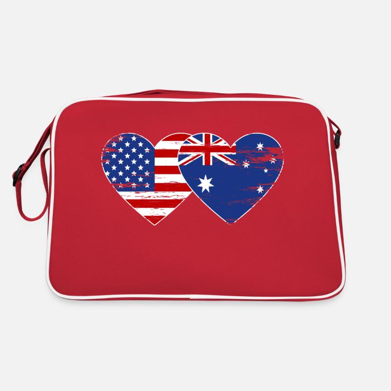 États-Unis, Australie, drapeau, forme de coeur utilisé Sac Retro