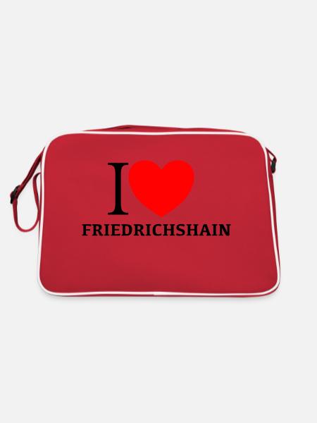 I LOVE FRIEDRICHSHAIN - Retro Tasche - Rot/Weiß - Hinten