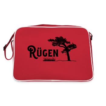 Rügen, Perle der Ostsee - Retro Tasche - Rot/Weiß - Hinten