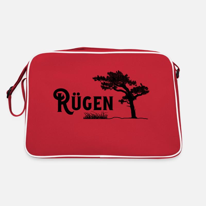 Rügen, Perle der Ostsee - Retro Tasche - Rot/Weiß