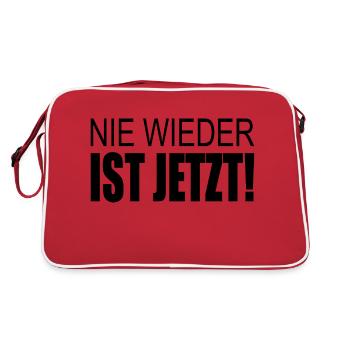 Nie wieder ist jetzt - Retro Tasche - Rot/Weiß - Hinten