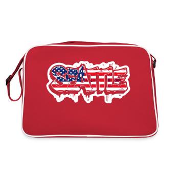 Design de Seattle dans le style graffiti avec drapeau américain - Sac Retro - rouge/blanc - Dos