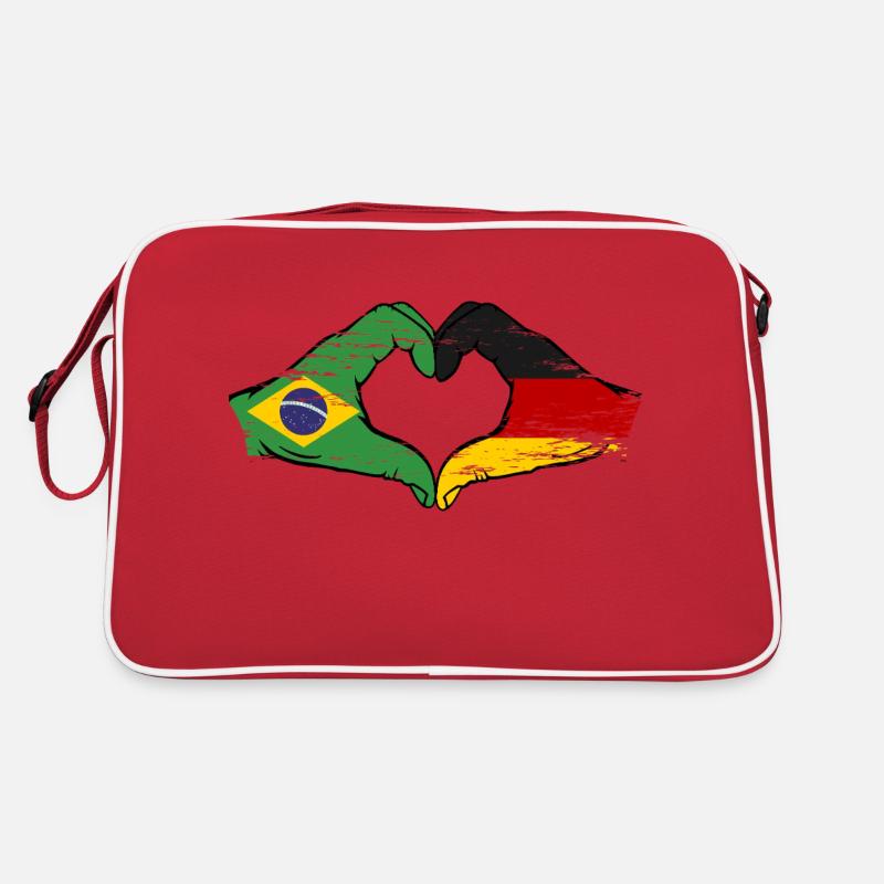 Brésil Allemagne Drapeau Main Forme Coeur Utilisé Sac Retro