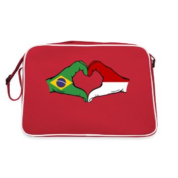 Brazil Monaco Flag Hand Heart Shape - Retro Bag - red/white - Back