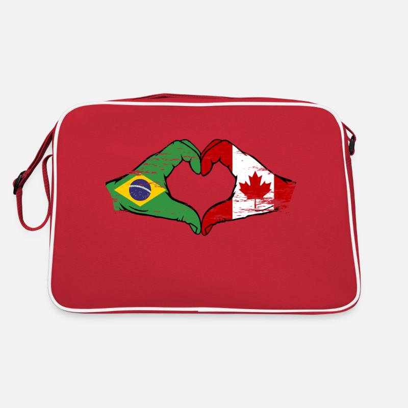 Brésil Canada Drapeau Mains Coeur Utilisé Sac Retro