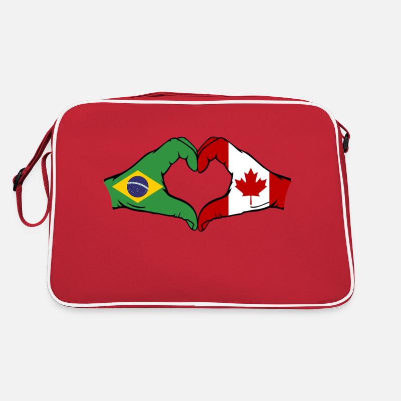 Brésil Canada Drapeau Mains Coeur Forme Sac Retro