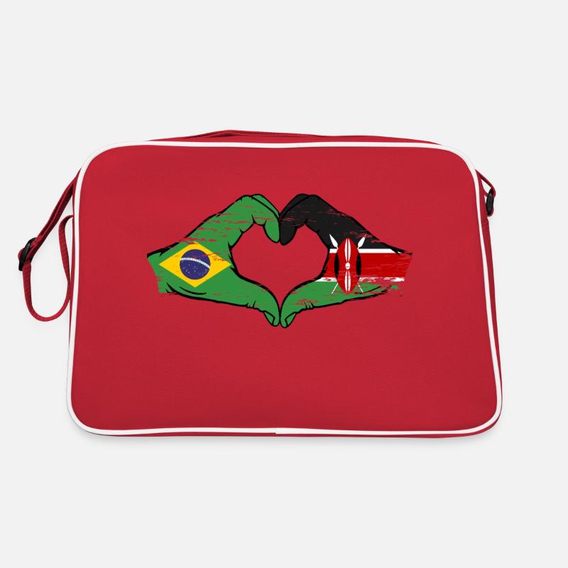 Brésil Kenya drapeau mains forme de cœur utilisé Sac Retro
