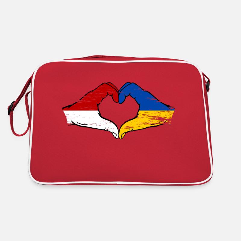 Monaco Ukraine Drapeau Forme Main Forme Coeur Utilisé Sac Retro