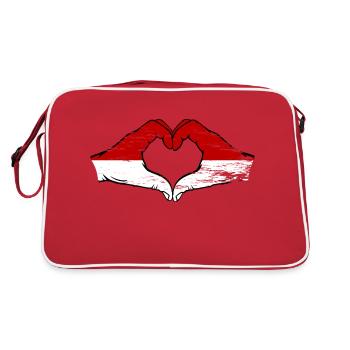 Drapeau Monaco Indonésie Mains Forme Coeur Utilisé - Sac Retro - rouge/blanc - Dos