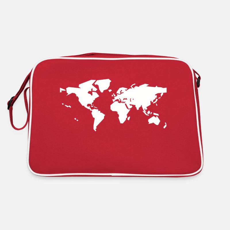 white world map - Retro Bag - red/white