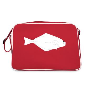 Heilbutt Vollformat weiß - Retro Tasche - Rot/Weiß - Hinten