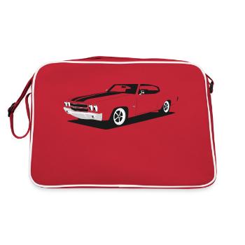 chevelle sillhouete Oldtimer Muscle Car - Retro Tasche - Rot/Weiß - Hinten