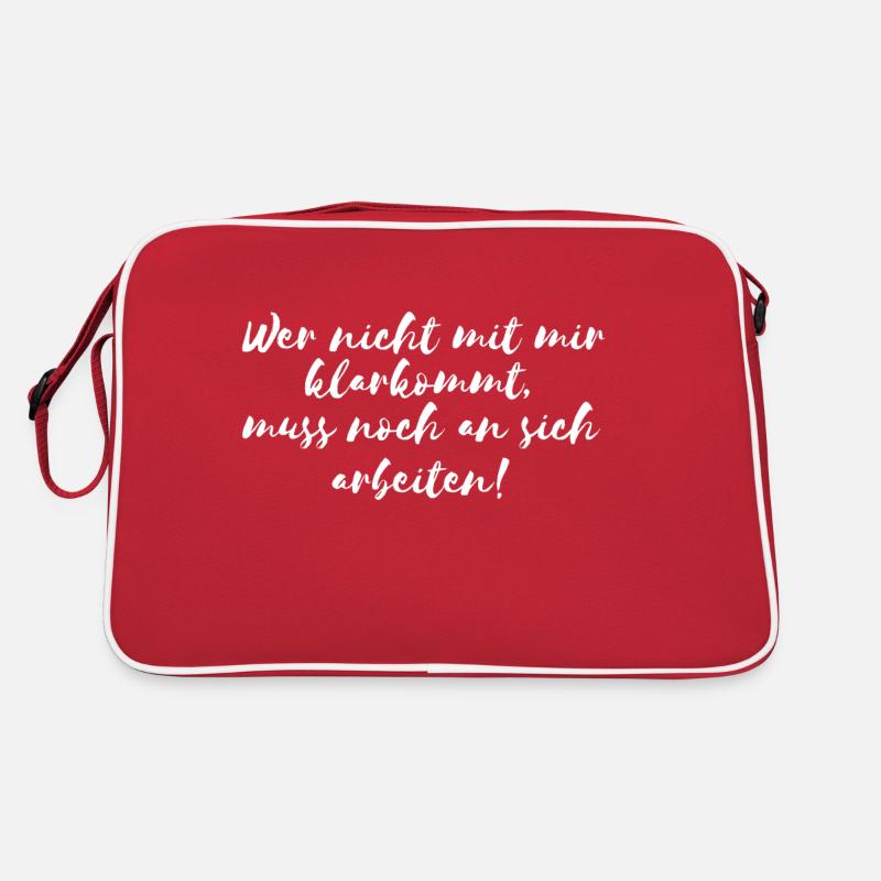 Arbeiten Witziger Lustiger Spruch - Retro Tasche - Rot/Weiß