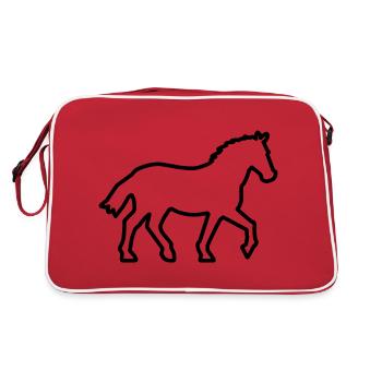 Pferd / Cheval - Contour noir - Sac Retro - rouge/blanc - Dos