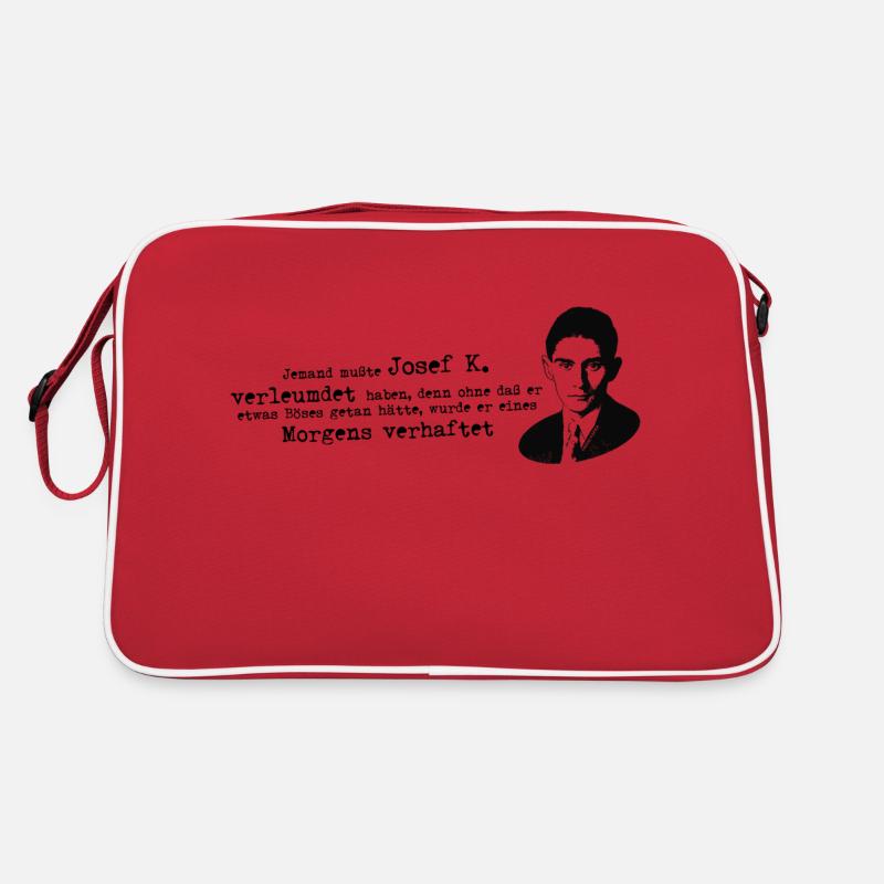 Franz Kafka Zitat Prozess Josef K - Retro Tasche - Rot/Weiß