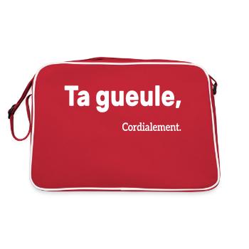 Ta Gueule Cordialement Phrase Drôle - Sac Retro - rouge/blanc - Dos