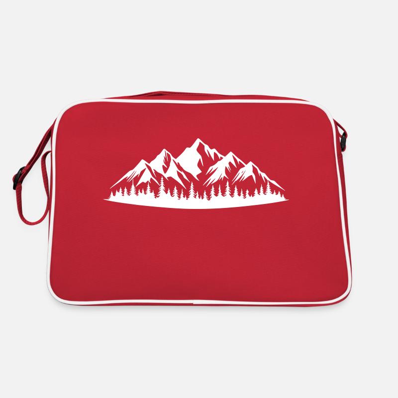 Berge mit Bäumen Vektor Retro Tasche