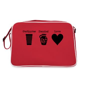 Geripptes Bembel Love - Retro Tasche - Rot/Weiß - Hinten
