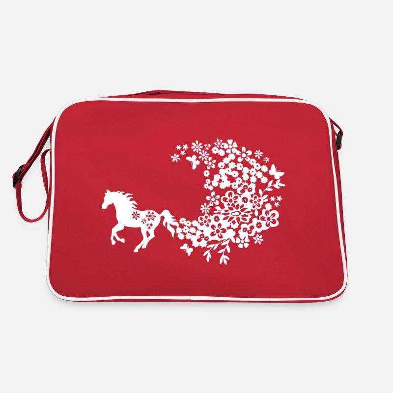 Flower Horse - Retro Tasche - Rot/Weiß