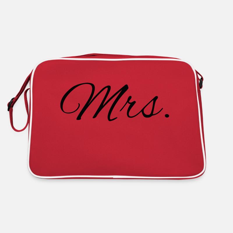 Partnershirts "Mr. & Mrs." (schwarz) - Retro Tasche - Rot/Weiß