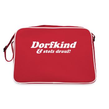 Dorfkind und stolz drauf! - Retro Tasche - Rot/Weiß - Hinten