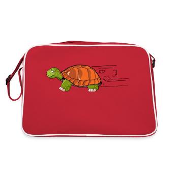 tortue dessin vitesse humour - Sac Retro - rouge/blanc - Dos