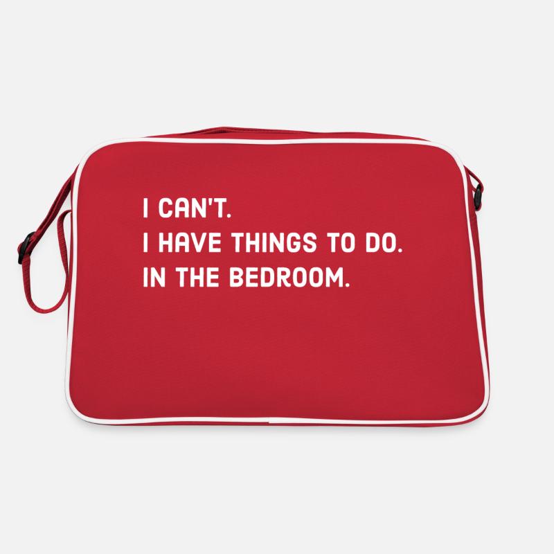 Schlafzimmer müde schlafen Spruch Retro Tasche