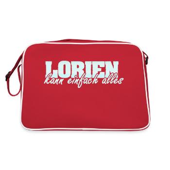 Motto Spruch Frau Vorname Lorien - Retro Tasche - Rot/Weiß - Hinten