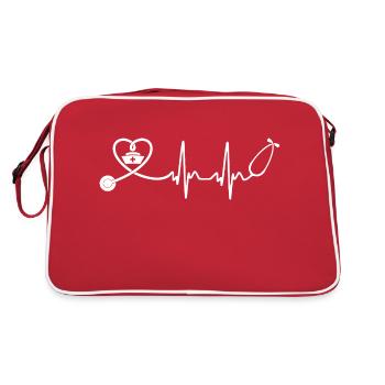 Krankenschwester - Krankenschwester - Herzschlag - Retro Tasche - Rot/Weiß - Hinten